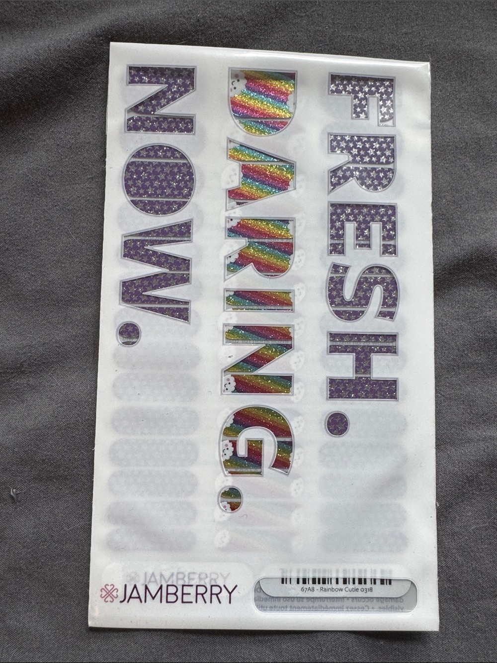 Jamberry Rainbow Letter Nail Wraps — Purple Stars & Multicolor Glitter